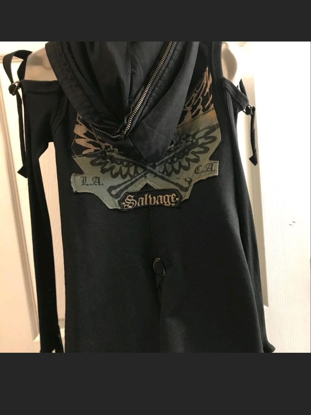 Salvage Vintage Black Hooded Jacket. M